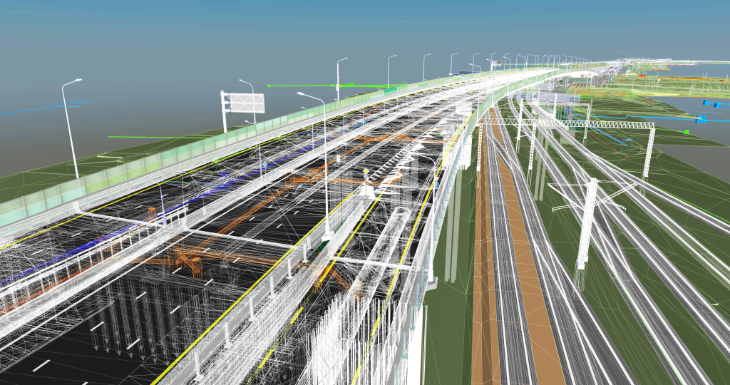 Simulated bridge model in Building Information Modeling (BIM) software